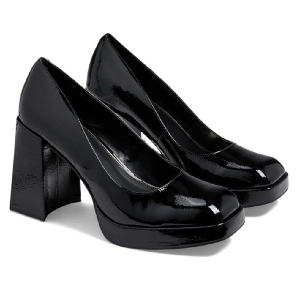 Kenneth Cole -women’s Bri Platform Pump black patent faux leather heel shoes 6.5